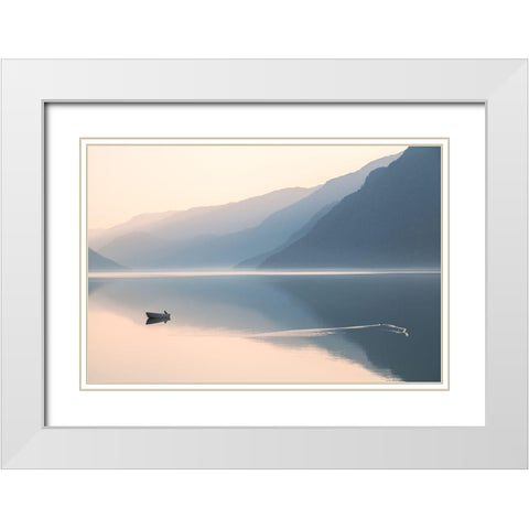 Still Evening White Modern Wood Framed Art Print with Double Matting by Davidsson, Gustav