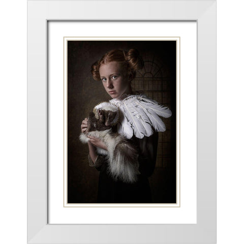 My  Camera Shy Skunk White Modern Wood Framed Art Print with Double Matting by Kayen-Mouthaan, Carola