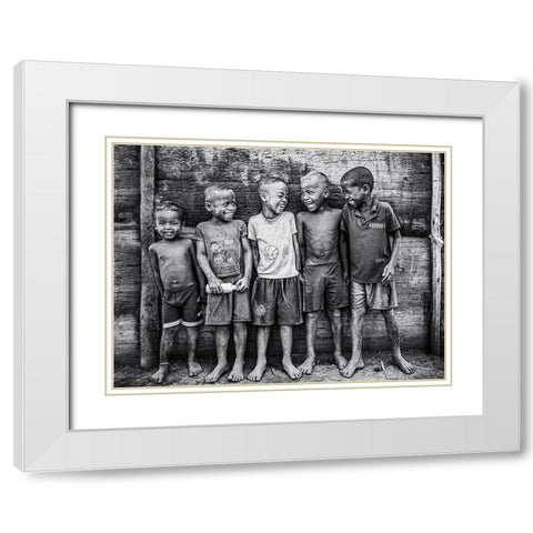 Smiling Souls White Modern Wood Framed Art Print with Double Matting by Tagliarino, Marco