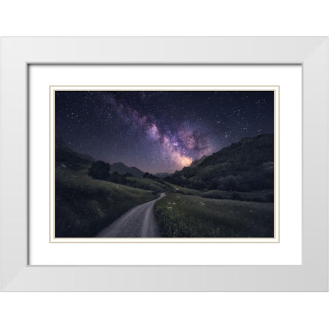 Path To The Stars White Modern Wood Framed Art Print with Double Matting by F. Turienzo, Carlos