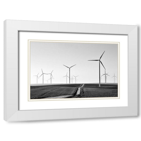 Winding White Modern Wood Framed Art Print with Double Matting by Avramescu, Emilian