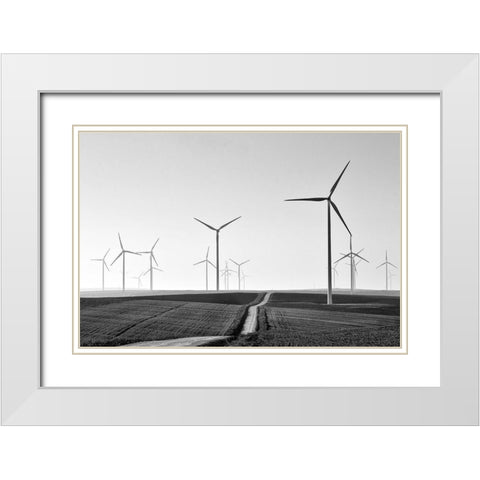 Winding White Modern Wood Framed Art Print with Double Matting by Avramescu, Emilian