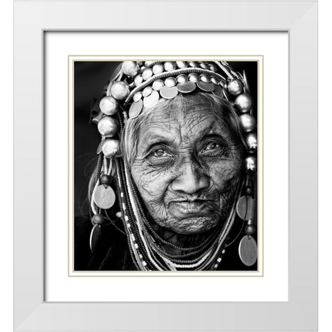 Amazing Face White Modern Wood Framed Art Print with Double Matting by Pearson, Wayne