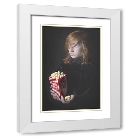 Popcorn White Modern Wood Framed Art Print with Double Matting by Kayen-Mouthaan, Carola
