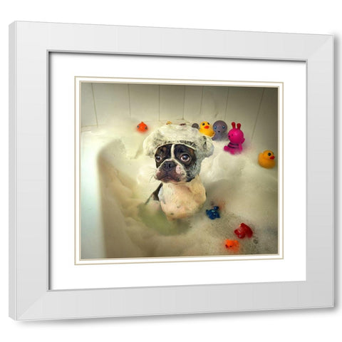 The Bath White Modern Wood Framed Art Print with Double Matting by DDiArte