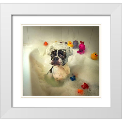 The Bath White Modern Wood Framed Art Print with Double Matting by DDiArte