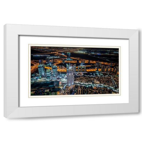 Dubai Night White Modern Wood Framed Art Print with Double Matting by Schmidtke, Holger