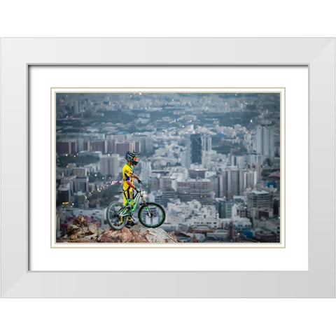 Downhill White Modern Wood Framed Art Print with Double Matting by Minaeian, Ehsan