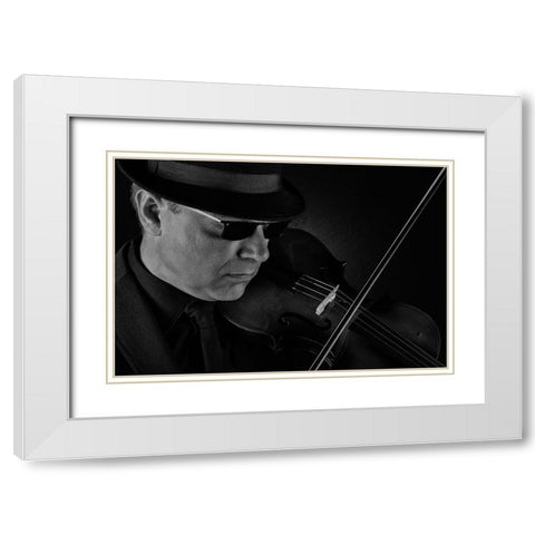 RayS Violin White Modern Wood Framed Art Print with Double Matting by Stalmans, Luc