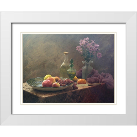Still Life With Lilac Flowers White Modern Wood Framed Art Print with Double Matting by Ustinagreen