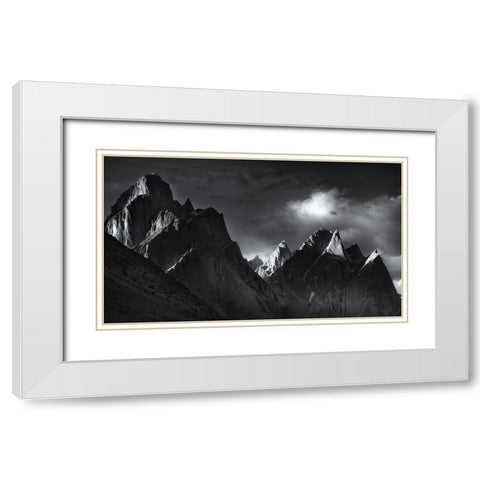 Trango Towers White Modern Wood Framed Art Print with Double Matting by Shi, Fei