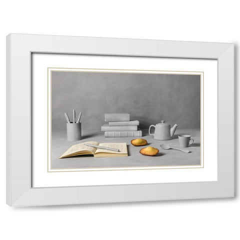 Remember White Modern Wood Framed Art Print with Double Matting by Verot, Christophe