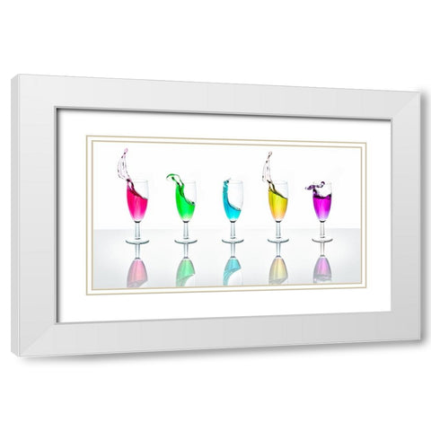 Splashes White Modern Wood Framed Art Print with Double Matting by Damsten, Petri