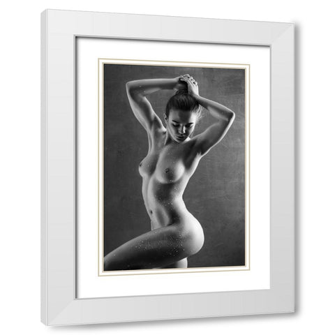 Drops White Modern Wood Framed Art Print with Double Matting by Belovodchenko, Anton