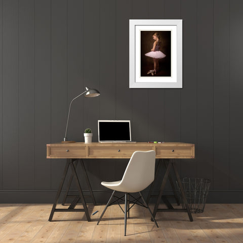 Little Ballerina White Modern Wood Framed Art Print with Double Matting by Kayen-Mouthaan, Carola