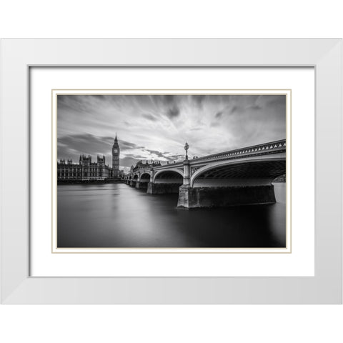 Westminster Serenity White Modern Wood Framed Art Print with Double Matting by El Assy, Nader