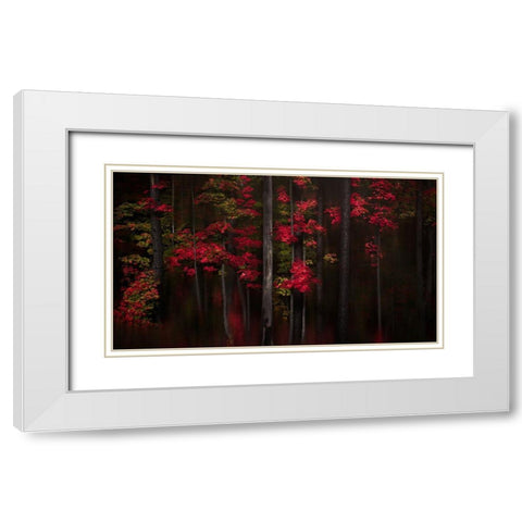 Getting Red White Modern Wood Framed Art Print with Double Matting by Hu, Andy