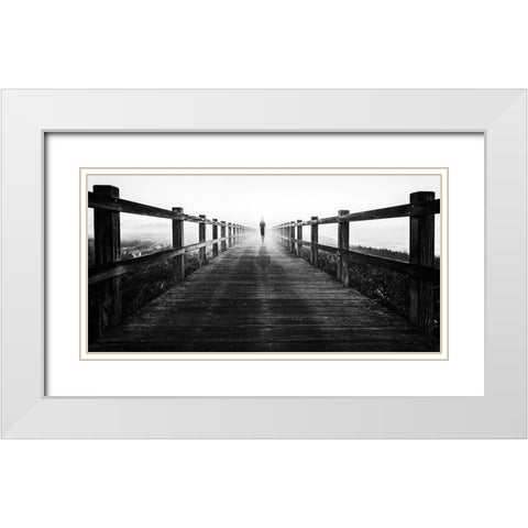 She Left...... White Modern Wood Framed Art Print with Double Matting by Londal, Leif