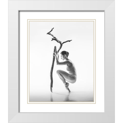 Tree White Modern Wood Framed Art Print with Double Matting by Koztowski, tukasz
