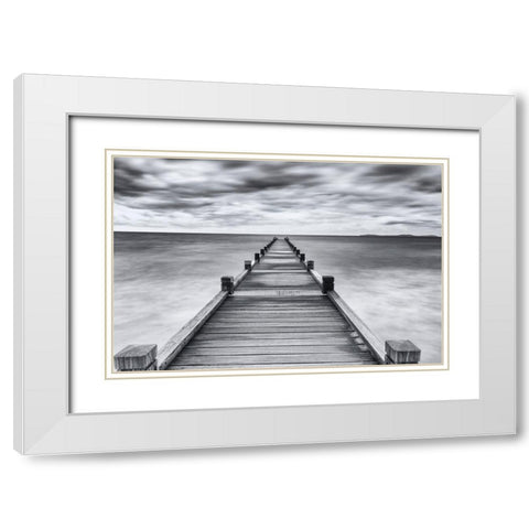 Embarquement White Modern Wood Framed Art Print with Double Matting by Viretti, Jean-Louis