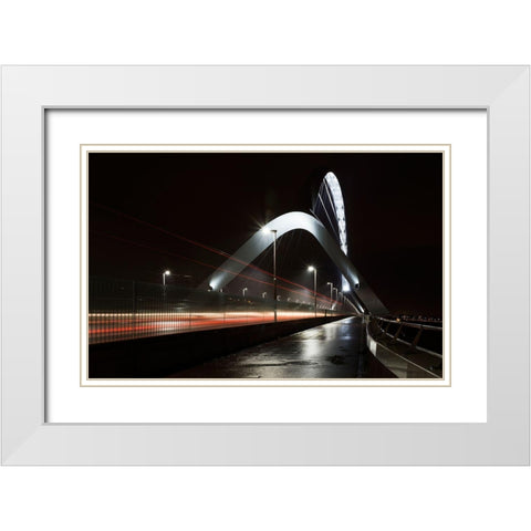 On The Bridge White Modern Wood Framed Art Print with Double Matting by Van Son, Greetje