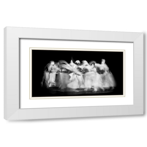 Sufi Dance In Motion White Modern Wood Framed Art Print with Double Matting by El Assy, Nader