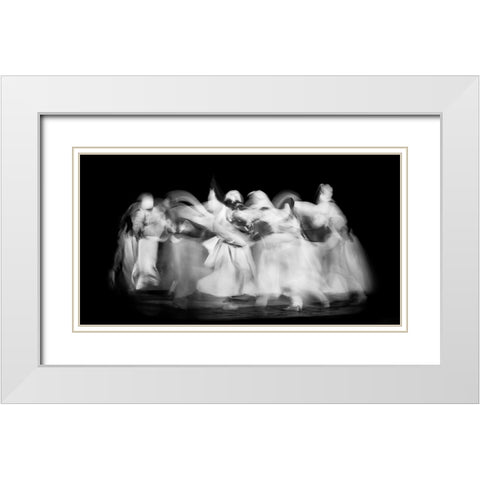 Sufi Dance In Motion White Modern Wood Framed Art Print with Double Matting by El Assy, Nader