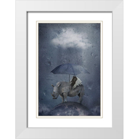 Under The Rain White Modern Wood Framed Art Print with Double Matting by Vekemans, Muriel