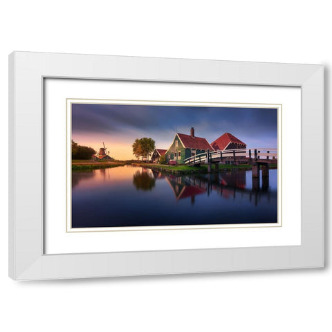 Zaanse Schans Green House White Modern Wood Framed Art Print with Double Matting by M. Garcia, Jesus