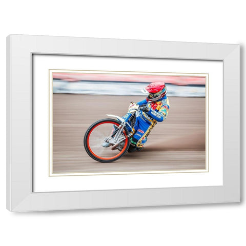 Speedway White Modern Wood Framed Art Print with Double Matting by Laczkowski, Wojciech