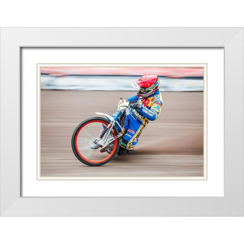 Speedway White Modern Wood Framed Art Print with Double Matting by Laczkowski, Wojciech