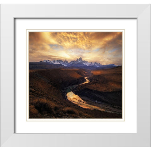 View From The Gorge White Modern Wood Framed Art Print with Double Matting by Zhang, Yan