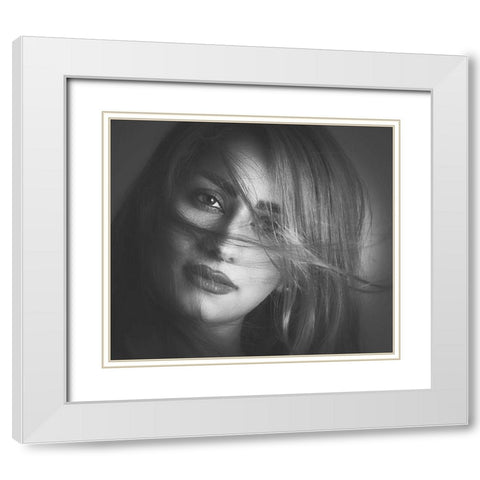 Shawbo White Modern Wood Framed Art Print with Double Matting by Badrnia, Radin