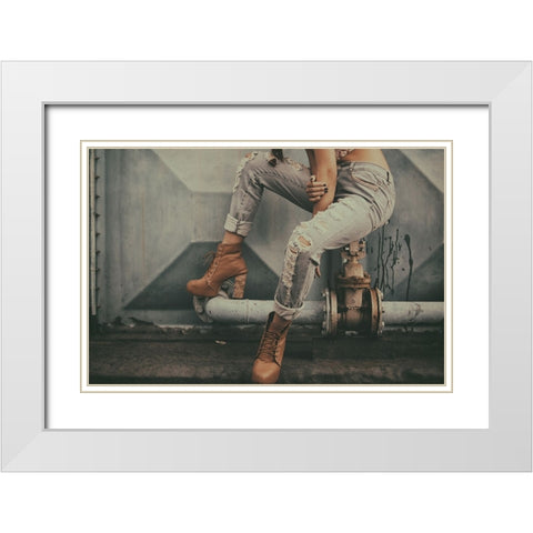 Who Cares White Modern Wood Framed Art Print with Double Matting by Ridha Mulya, Andi