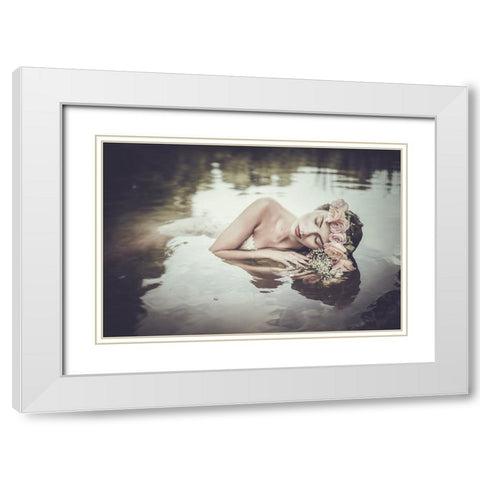Ophelia White Modern Wood Framed Art Print with Double Matting by Gorecka, Dorota
