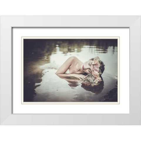 Ophelia White Modern Wood Framed Art Print with Double Matting by Gorecka, Dorota