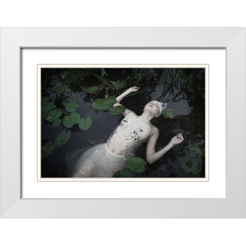 Ophelia White Modern Wood Framed Art Print with Double Matting by Gorecka, Dorota