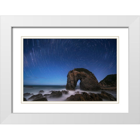 Horse Head Rock White Modern Wood Framed Art Print with Double Matting by Zhu, Jingshu