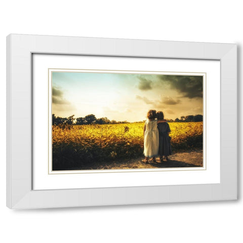 Sisters White Modern Wood Framed Art Print with Double Matting by Lechtenfeld, Christian