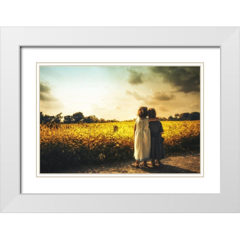 Sisters White Modern Wood Framed Art Print with Double Matting by Lechtenfeld, Christian