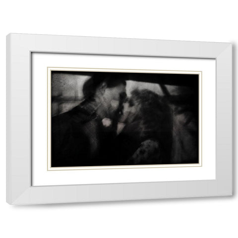 Shadows ( The Kiss ) White Modern Wood Framed Art Print with Double Matting by Davidovic, Dalibor
