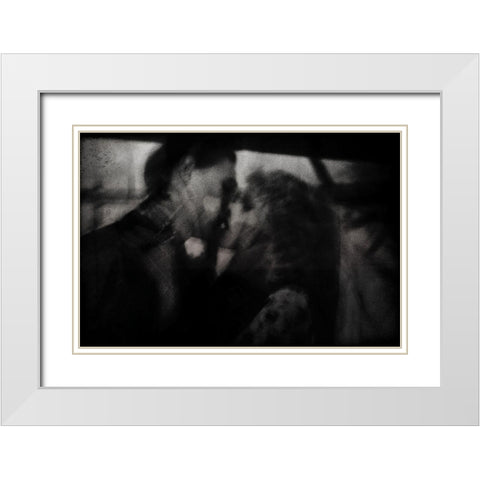 Shadows ( The Kiss ) White Modern Wood Framed Art Print with Double Matting by Davidovic, Dalibor