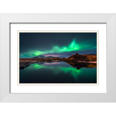 Mirrored Aurora White Modern Wood Framed Art Print with Double Matting by Auf Dem, Andrea