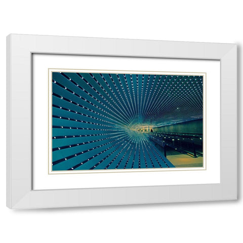Blue Tunnel White Modern Wood Framed Art Print with Double Matting by V Ajanel, Oscar
