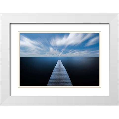 On The Edge Of The World White Modern Wood Framed Art Print with Double Matting by Lindsten, Christian