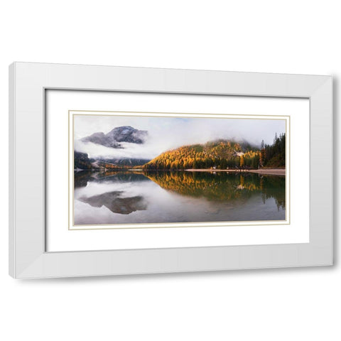 Lake Braies White Modern Wood Framed Art Print with Double Matting by Krivec, Ales
