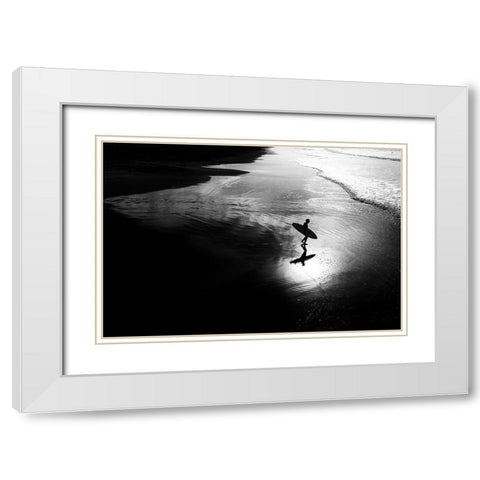 Surf 11 White Modern Wood Framed Art Print with Double Matting by Della Latta, Massimo