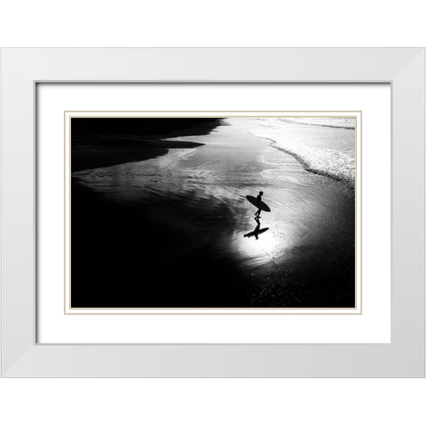 Surf 11 White Modern Wood Framed Art Print with Double Matting by Della Latta, Massimo