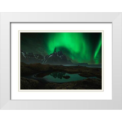Vesturhorn White Modern Wood Framed Art Print with Double Matting by Zhu, Jingshu