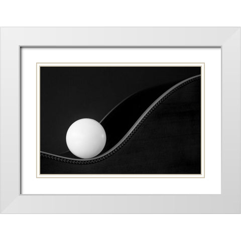 Ball On A Curve White Modern Wood Framed Art Print with Double Matting by Hammer, Jacqueline